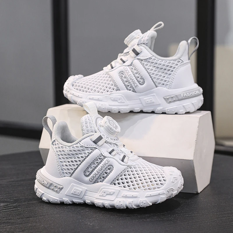 

All Season Simple Kids Daily Sneakers Mesh Breathable Surface Anti Front Cap Flexible Bend Sole Unisex Student Matching Footwear