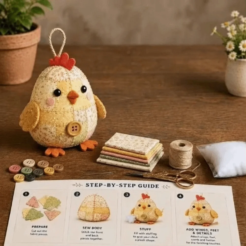Creative Vintage DIY Patchwork Animal Kit Cartoon Handmade Patchwork Sewing Kit Koala Chicken Hand Sewing Kit Travel Activity