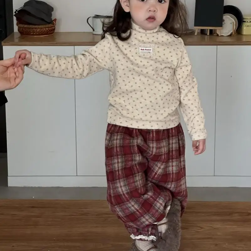 

2025 Winter New Baby Warm Fleece T Shirts Infant Girl Long Sleeve Floral Tops Children Cotton Shirts Kids Girls Clothes