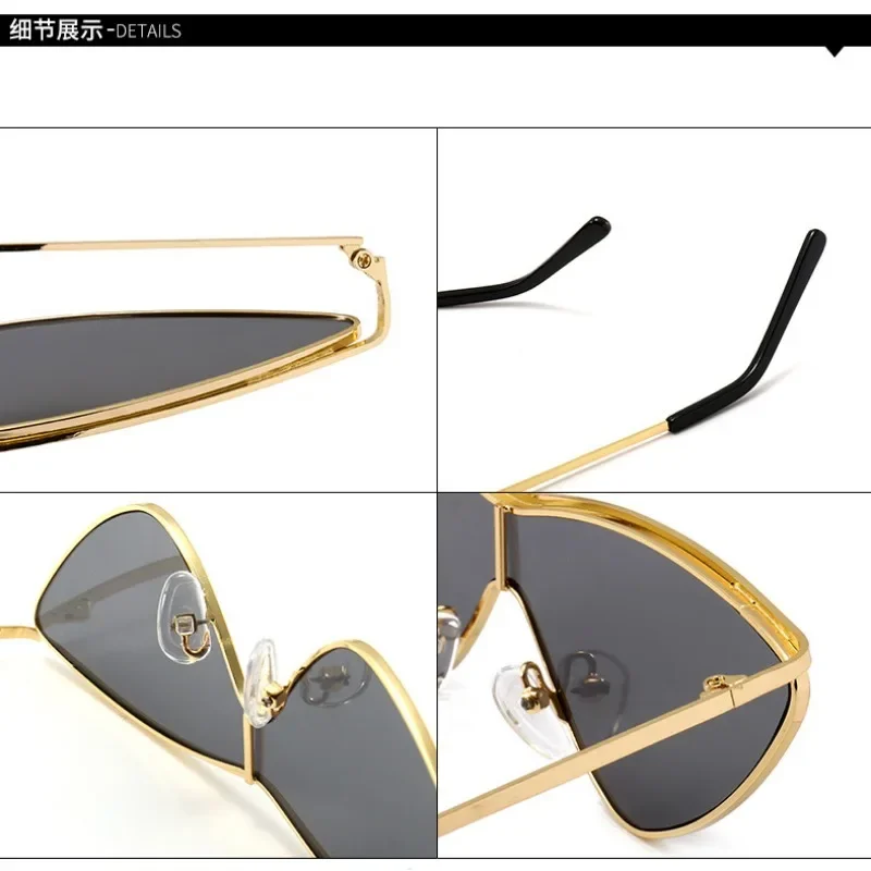 Luxury Punk Cat Eye occhiali da sole donna uomo New Brand Designer occhiali da sole Trendy Steampunk Gold Black Eyewear Lentes De Sol Mujer