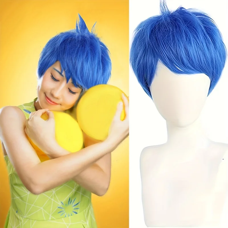 10-inch Blue Short Anime Cosplay Wig - Heat Resistant, Comfortable Breathable Rose Net Cap, High-Quality Synthetic Hair Wig