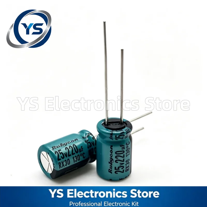 Rubycon RX30 Series 25V220UF 8x11.5mm 25RX30220M8X11.5 High-temperature Resistant 130-degree Electrolytic Capacitor 20% 220UF25V
