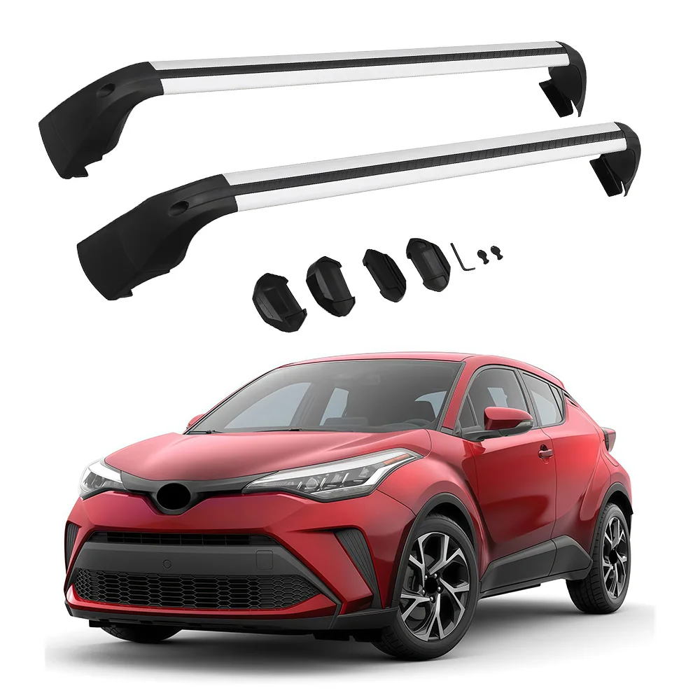 2 Pcs Roof Rack Cross Bars, Heavy‑Duty Aluminum Black Rooftop Cargo Carrier Roof Rail Crossbar for Toyota CHR C-HR 2017-2023