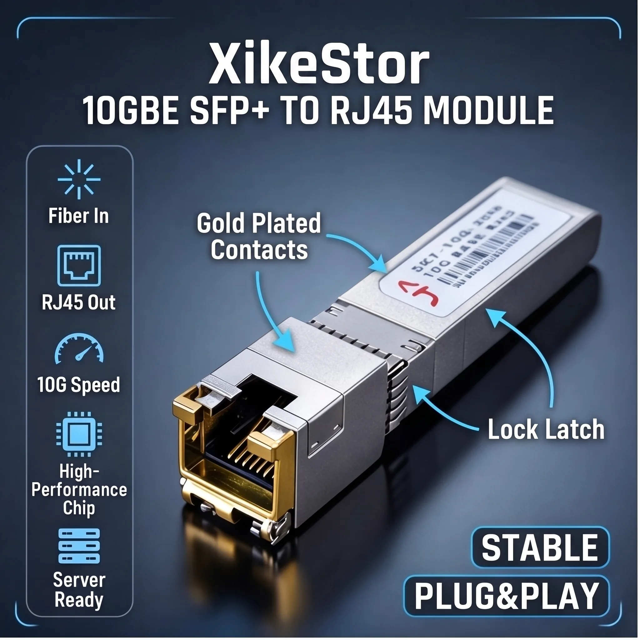 xikestor-10g-sfp-to-10gbase-t-transceiver-module-support-1g-25g-5g-10gmulti-brand-compatible-for-nas-switches-routers-nics