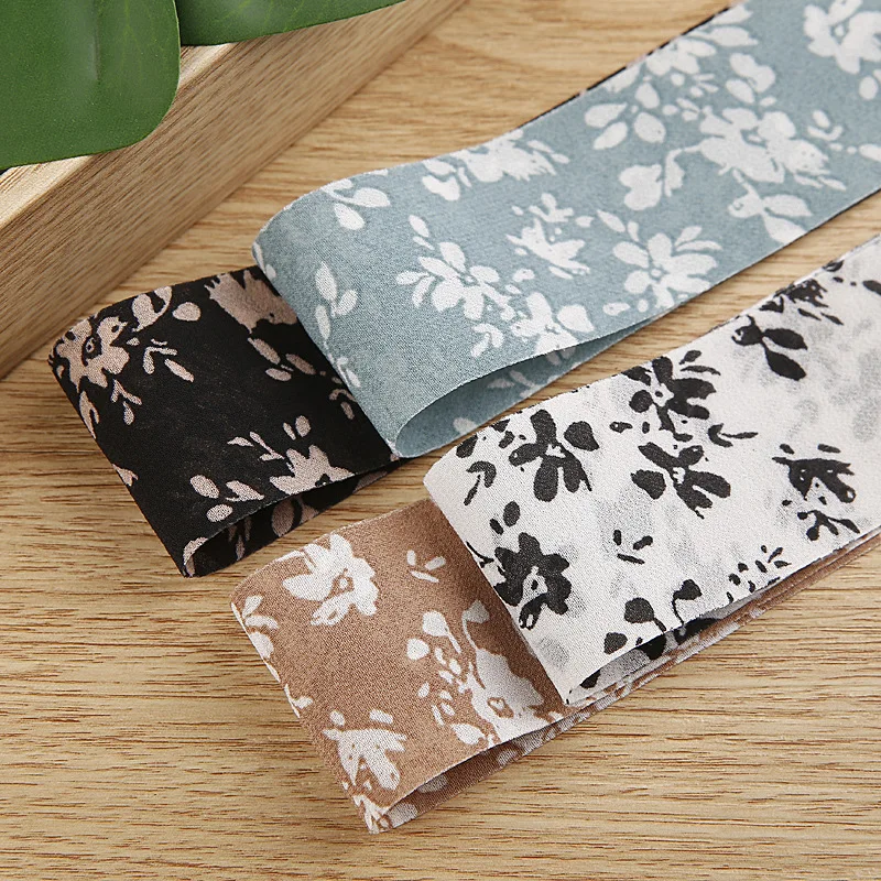 Cotton Floral Ribbon Korean Double Faced Fabric Trim DIY Craft Bow Clip Gift Bouquet Wrapping Sewing Curtain Clothing Pet Rope