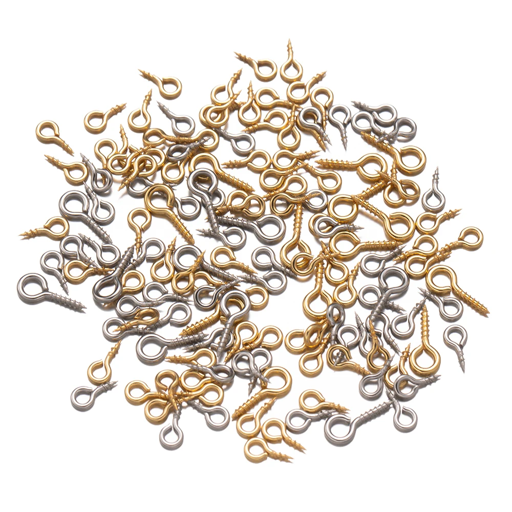 50Pcs Stainless Steel Small Sheep Eyes Nail Screw Tiny Mini Eye Pins Hooks Eyelets For DIY Jewelry Making Findings Supplies