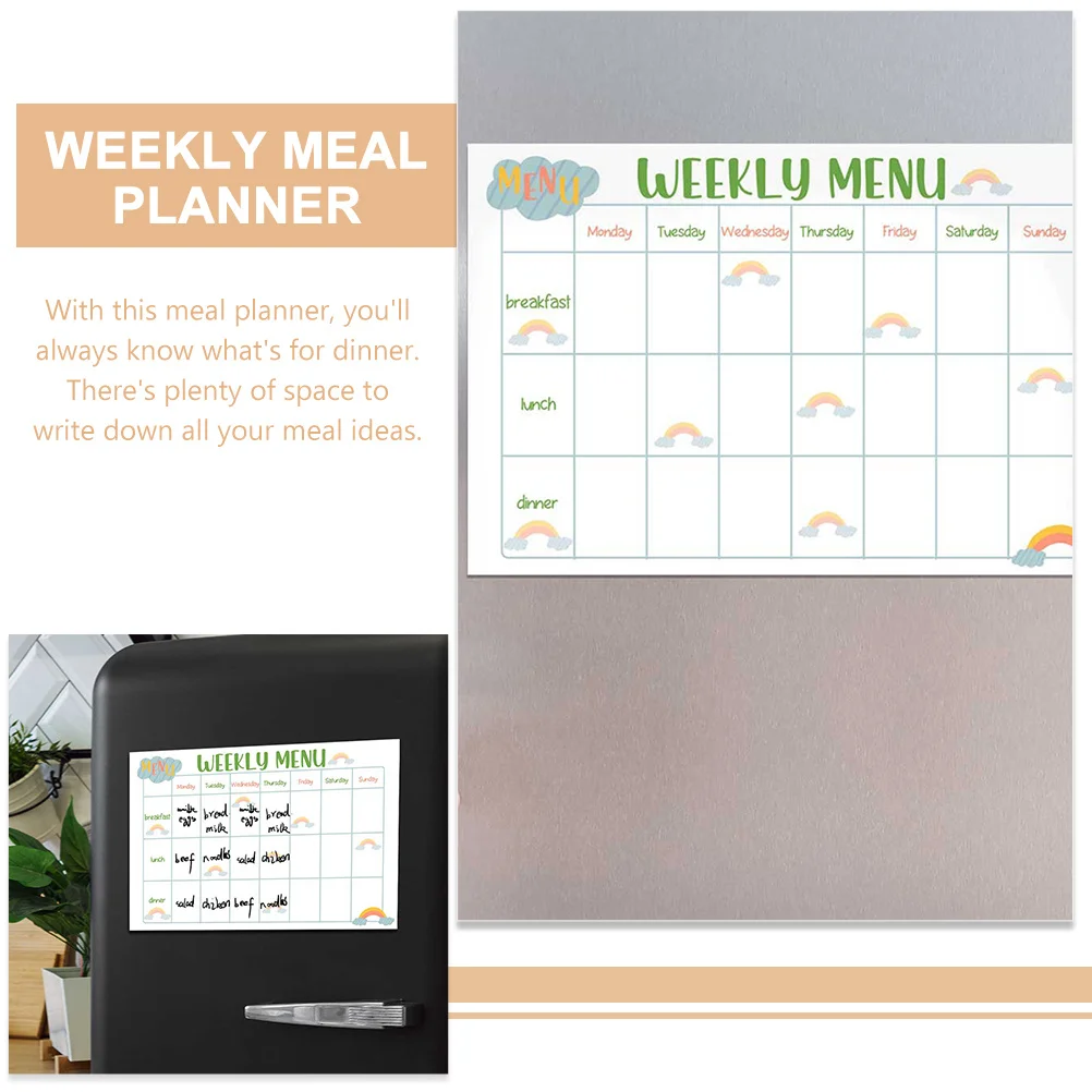 مخطط الوجبات اللاصقة للثلاجة والمسح الجاف وقابل لإعادة الاستخدام وقائمة أسبوعية ولوحة جدول الثلاجة والسبورة البيضاء ومخطط الوجبات اللاصقة #2