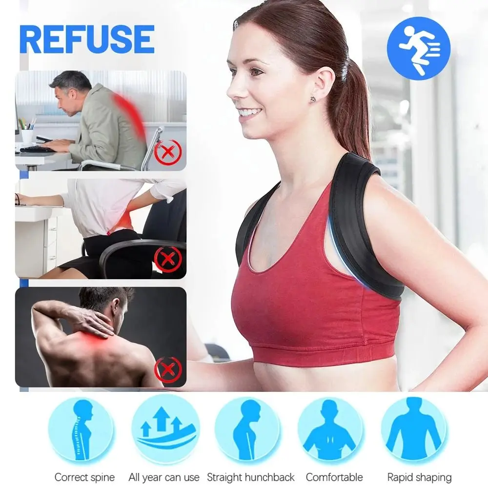 Adjustable Strap Posture Corrector Belt Shoulder Alignment Lumbar Support Back Support Brace Breathable Fabric Ergonomic