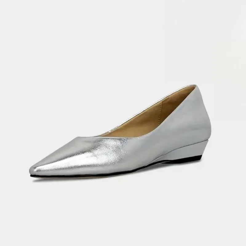 مريح المألوف النمط البريطاني أشار تو المنحدر كعب الانزلاق على أحذية نسائية واحدة ربيع الخريف وصول جديد #5