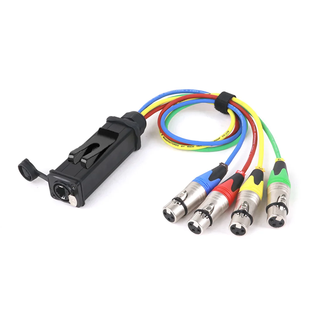 4 Channel 3Pin Audio Network XLR Cable for Stage Sound Lighting Recording Studio Male and Female to STP RJ45 Cat5/Cat6 Ethercon