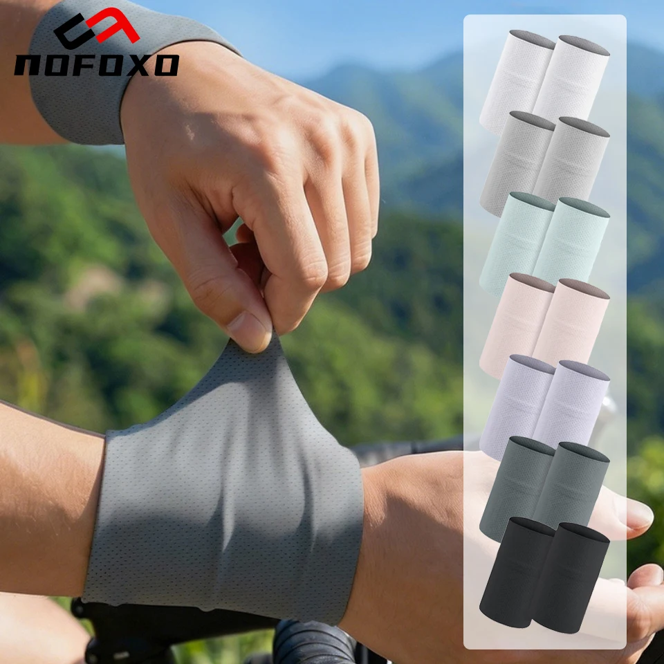 NOFOXO 1Pair Summer Ice Silk Sports Protect Wrist Support Sweat Absorption Quick Drying Cooling Sports Wrist Bands Running