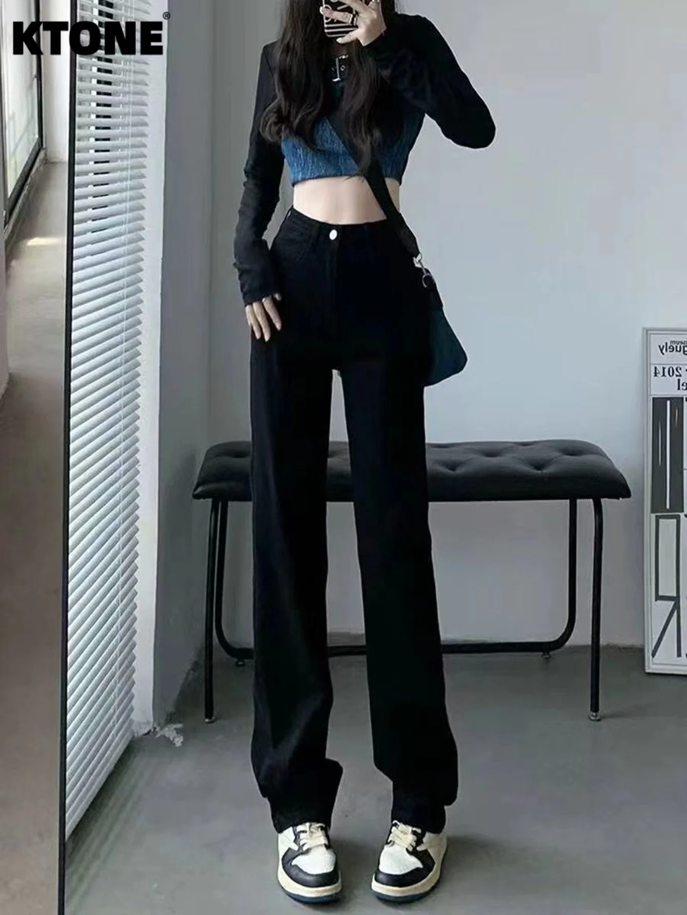 

Men's Slim Tight Black Jeans Y2k Clothes Street Drip Original Fashion No accessories or belts included