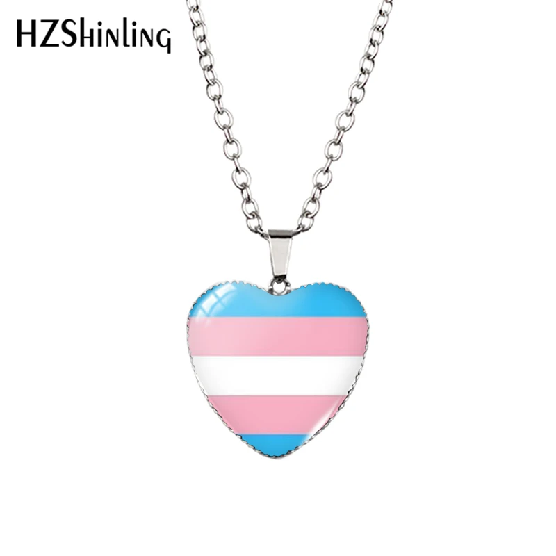 LGBT-Pride Rainbow Flag paintings Heart Shaped Glass Cabochon Pendants Handmade Necklace Jewelry