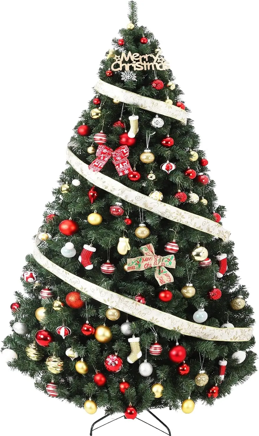 Albero di Natale artificiale natalizio in abete rosso premium da 7,5 piedi per casa, ufficio, decorazione per feste con 1,450 punte di rami, facile montaggio