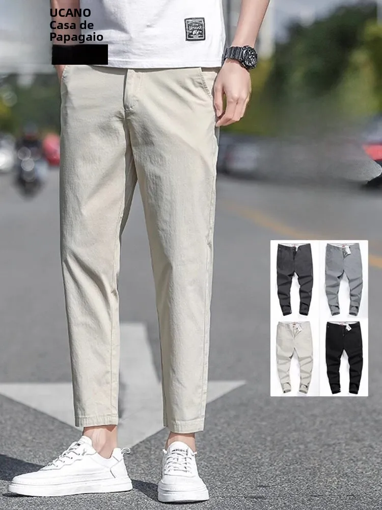 Calças Casuais Masculinas TUCANO 2026: Novas Calças de Verão Finas de Corte Reto, Calças Sociais de Algodão, Nylon e Poliéste...