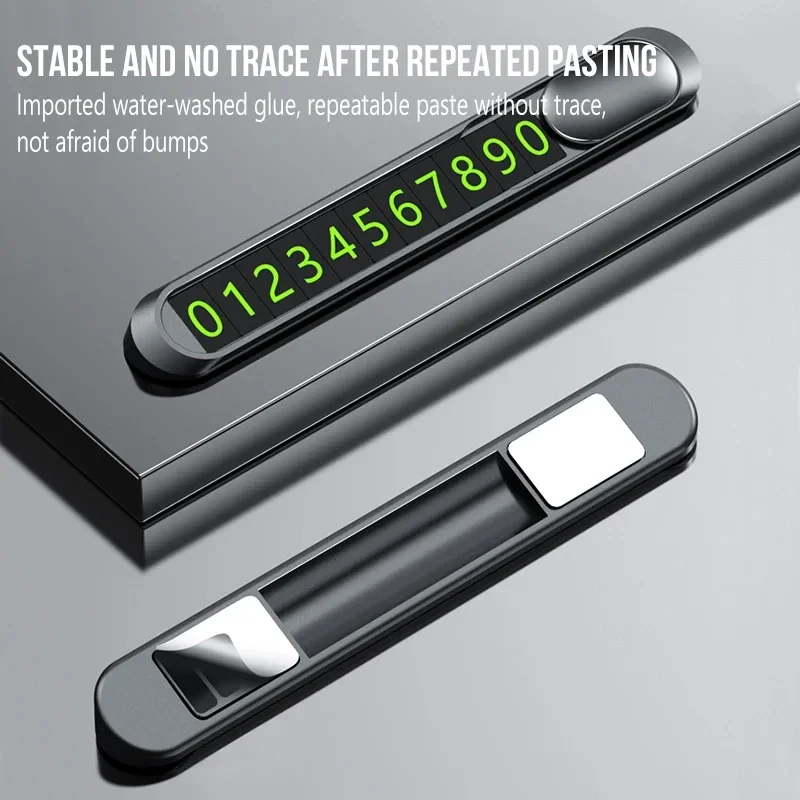 Car Styling Temporary Parking Card Plate Telephone Number Metal Alloy Texture Auto Phone Number Card Card Hidden Car Sticker image 4