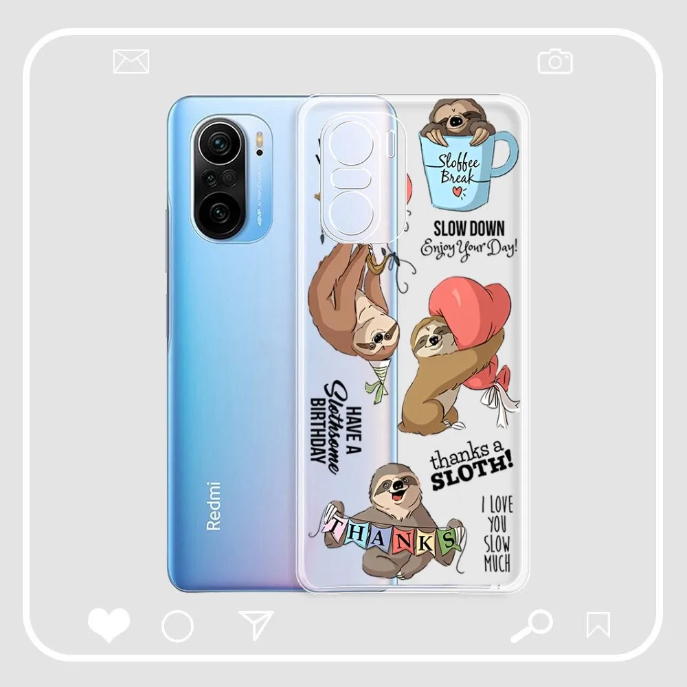 Cute Sloth Animals Phone Case For Samsung S 20 21 22 23 for Redmi Note7 8 9 10 for Huawei P20 30 40 Clear Case