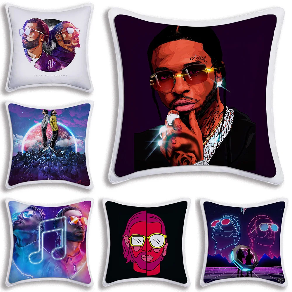 Rapper PNL QLF Singer Pillow Covers Cartoon Sofa Decorative Home Double-sided Printing Short Plush Cute Cushion Cover