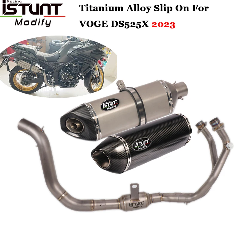 

Full Systems Motorcycle Exhaust Escape For VOGE DS525X 525X Modify Titanium Alloy Front Link Pipe Carbon Fiber Muffler DB Killer