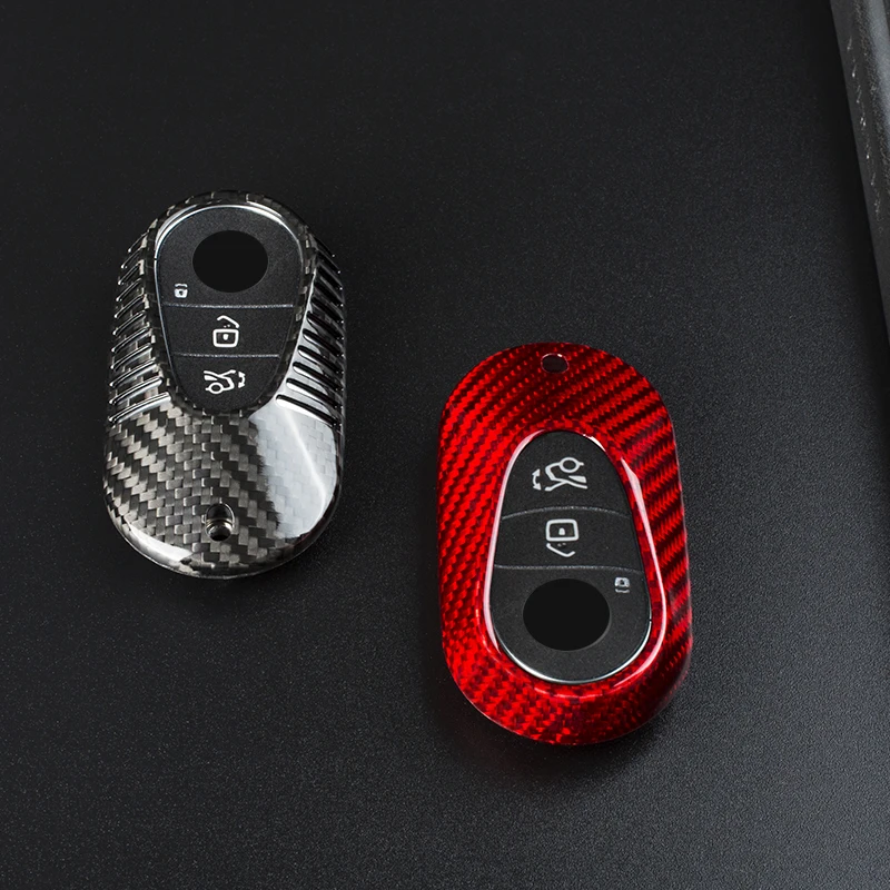 Carbon fiber Car key Case bag remote control housing cover For BENZ C E S Class W205 W213