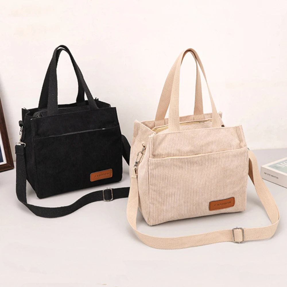 

New Minimalist Corduroy Small Square Handbag Trendy Women's Shoulder Crossbody Bag Versatile Travel Organizer Tote Bag