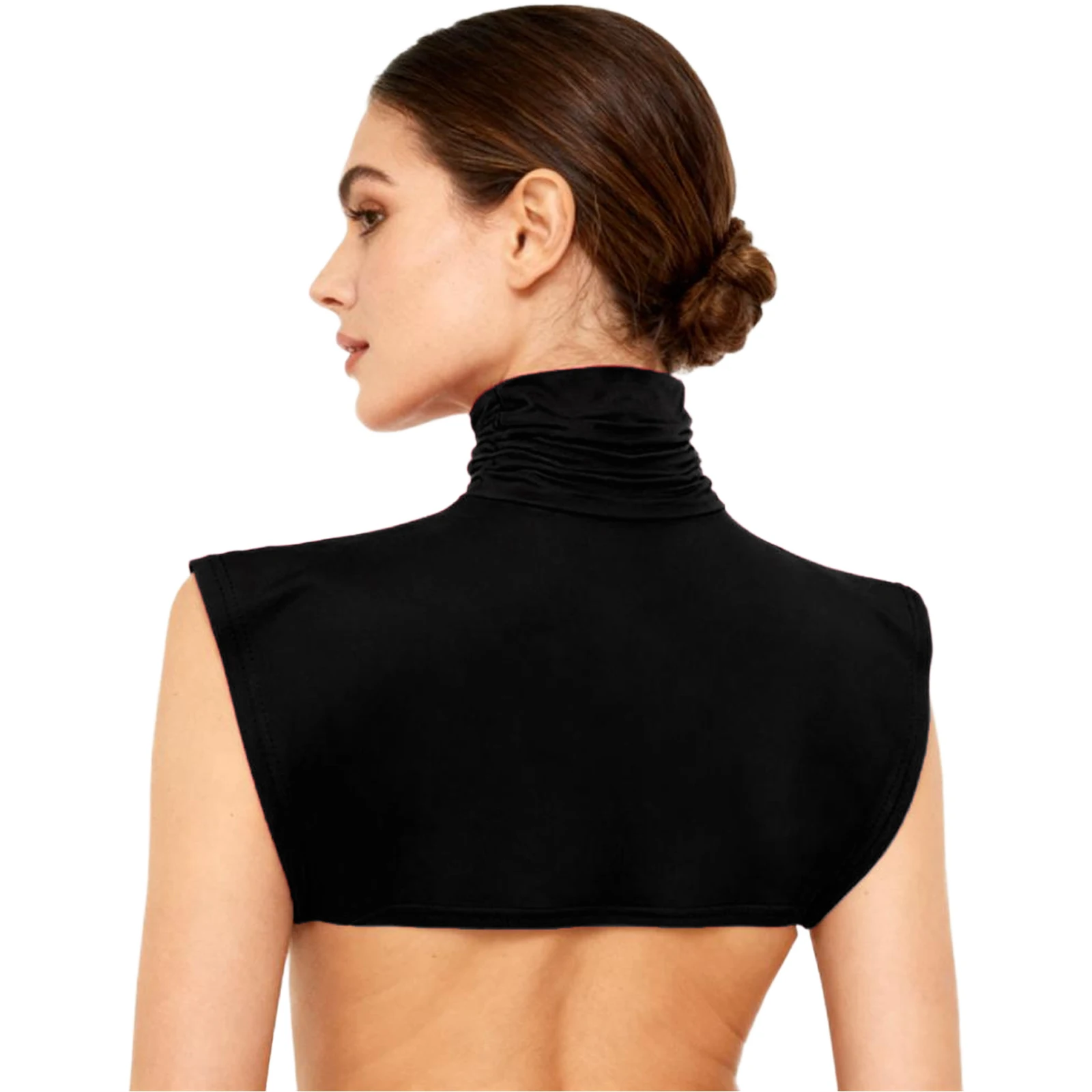 Women Men Detachable Fake Collars Turtleneck Dickey Shawl Ruched Design Collar Solid Color Half Top Mock Blouse Collar
