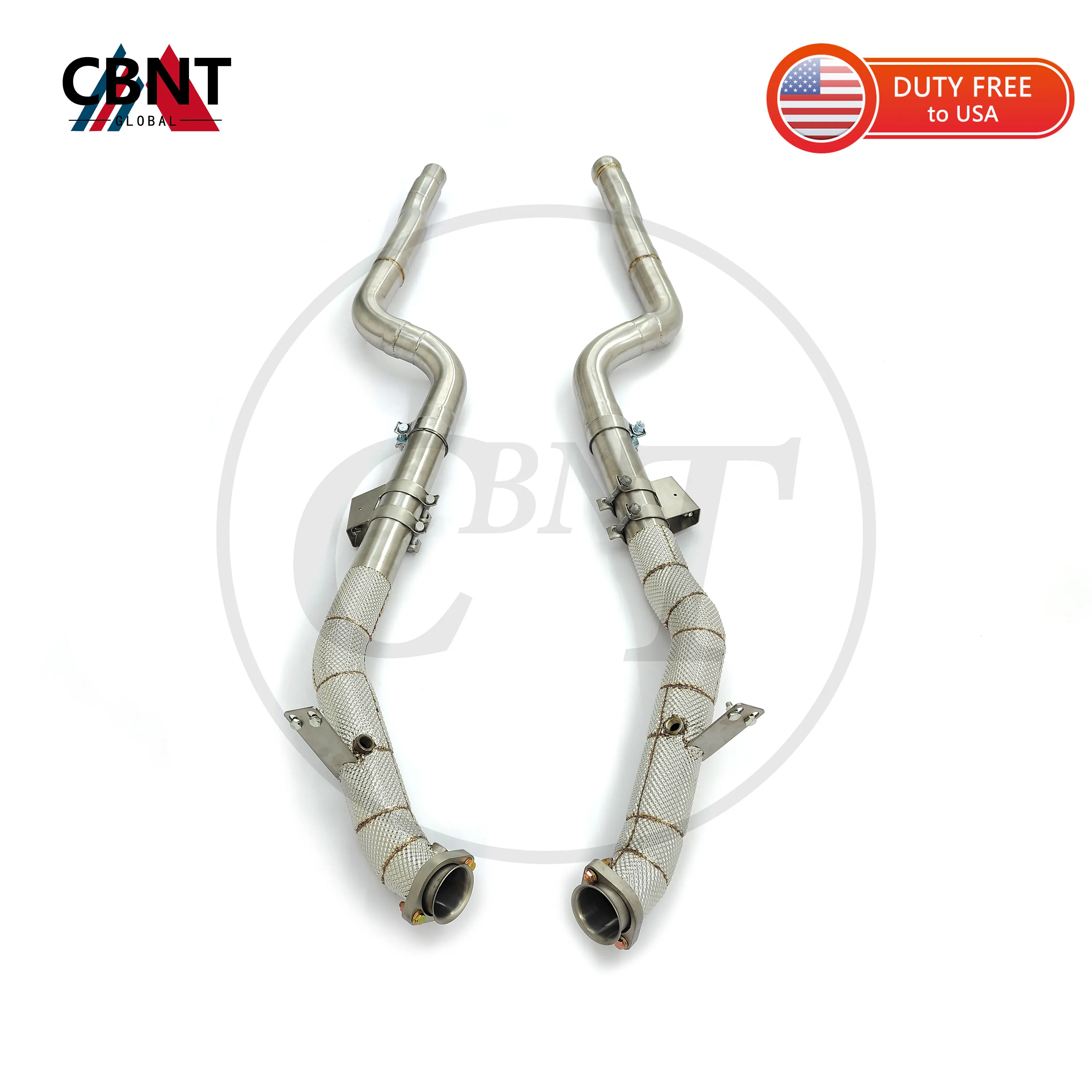 

CBNT Exhaust Systems Racing Downpipe for Mercedes Benz CLS550 5.5T Free Flow Performance SS304 Exhaust Header with Heat Shield