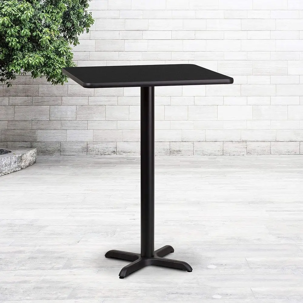 

24 Square Black Laminate Bar Table with 22x22 Base