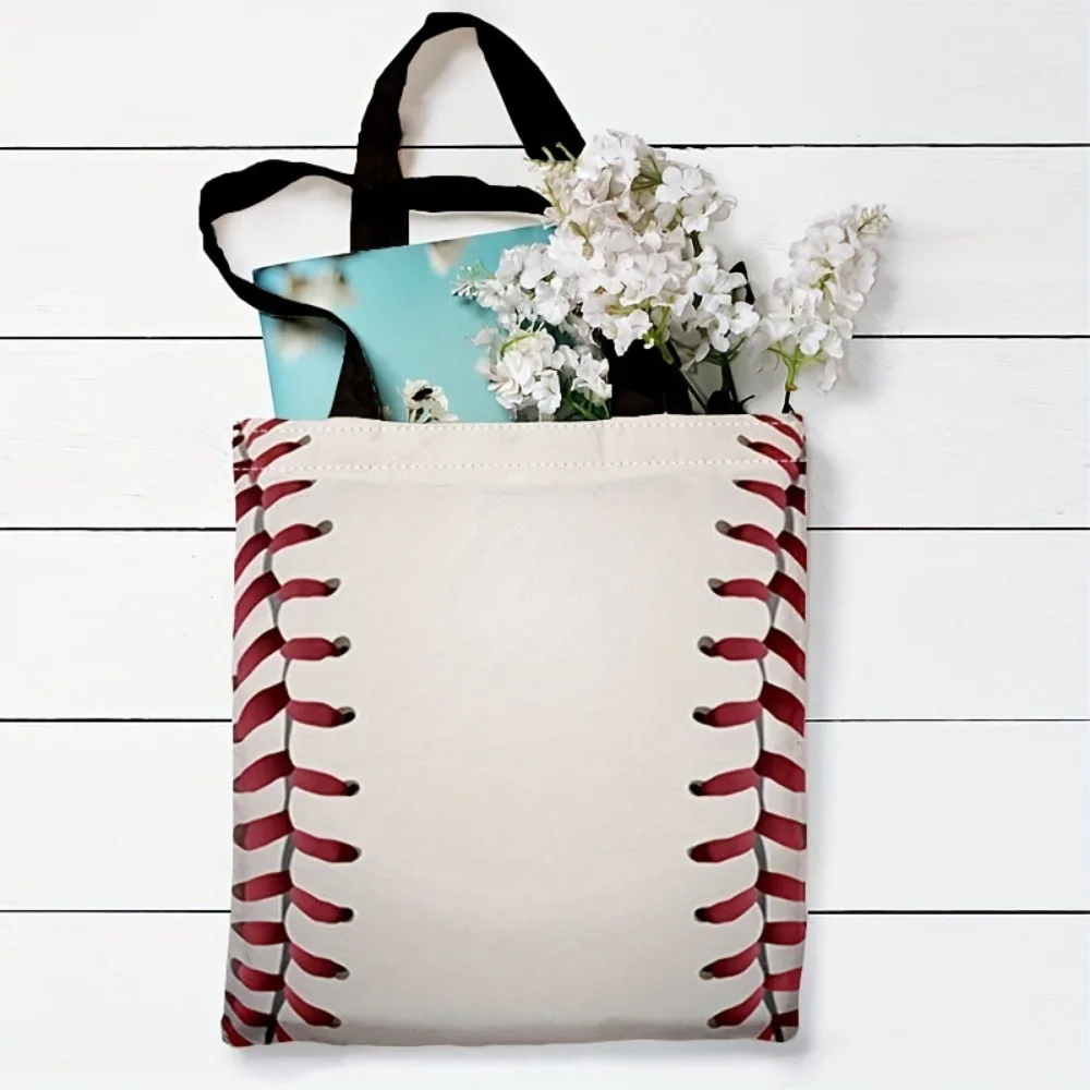 Baseball Canvas Tote Bags Women Fashion Versatile Shoulder Bag Female Large Capacity Eco Friendly Shopping Handbag for Groceries
