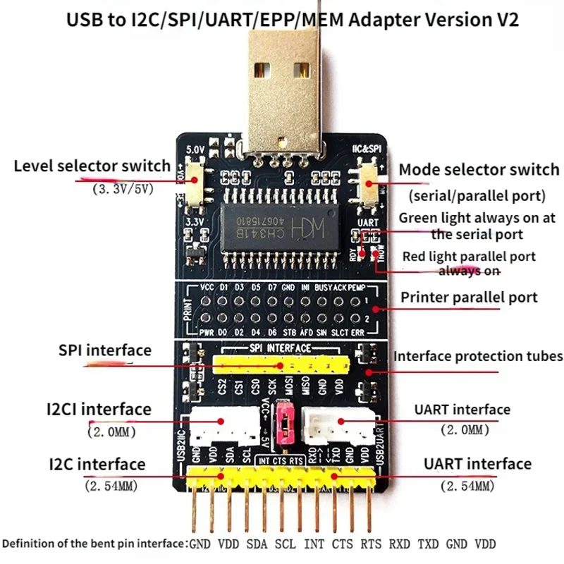 مراجعات وتحليل لمحول CH341A USB إلى I2C/SPI/UART/TTL