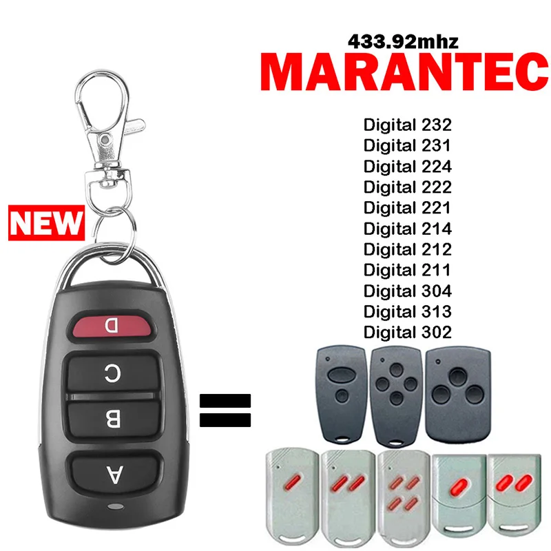 

For MARANTEC Digital 232 231 224 222 221 214 212 211 304 313 302 Garage Door Opener 433MHz Fixed Code Remote Control Duplicator