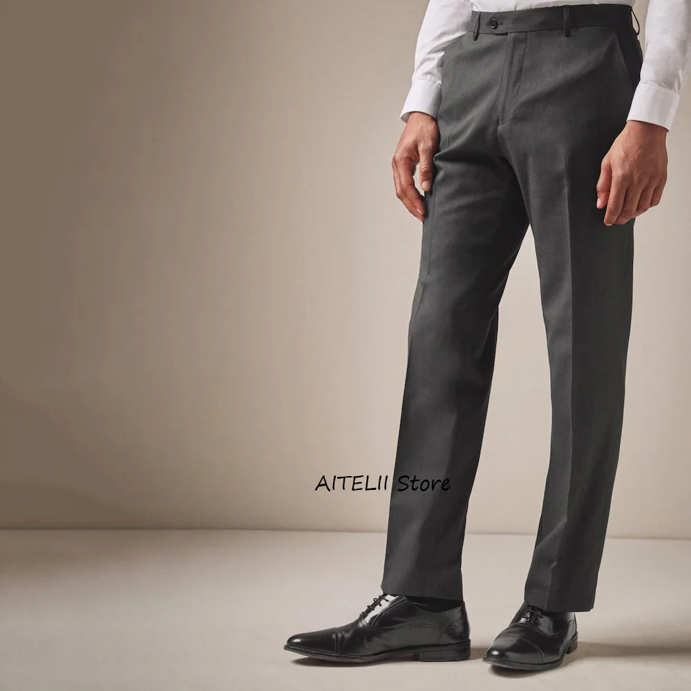 

Comfortable Casual Pants for Man Straight Leg Solid Color Men's Trousers Polyester Fiber Work Trouser Tailoring Classic Clothing