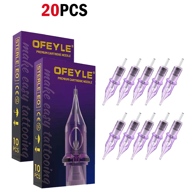 OFEYLE 20pcs Tattoo Cartridge Disposable Needles Series with Membrane Safety Cartridges Tattoo Needle  Eyeliner Permanent Makeup