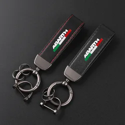 Fiat Abarth Stilo Palio Bravo 용 자동차 배지 키 체인 펜던트가있는 디럭스 가죽 키 체인