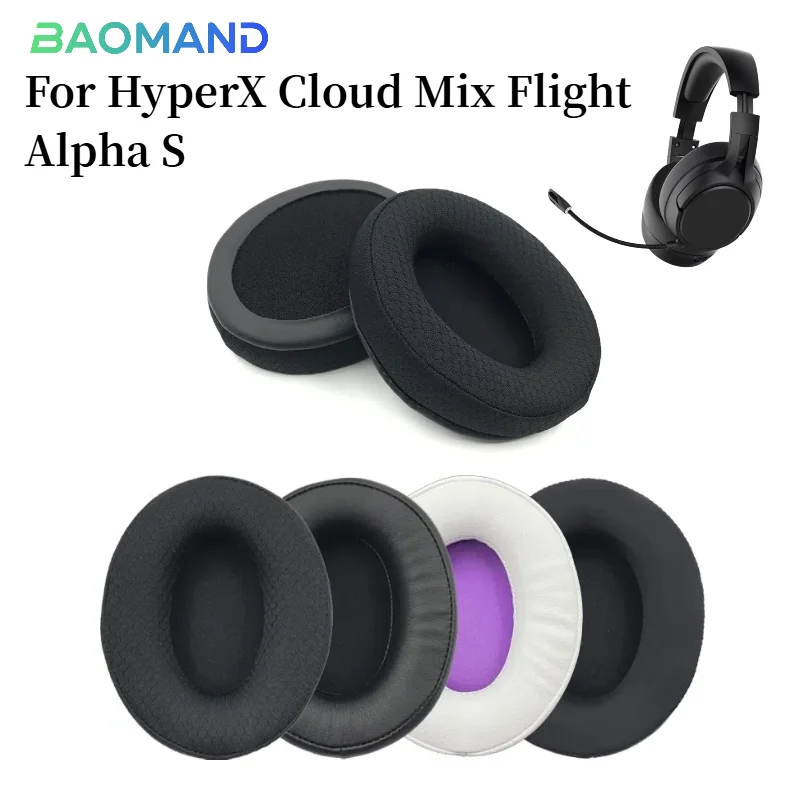 

Replacement for HyperX Cloud Mix Flight Alpha S Headphones Memory Foam Ear Cushions Earmuff Earpads headset Gamer Leather case