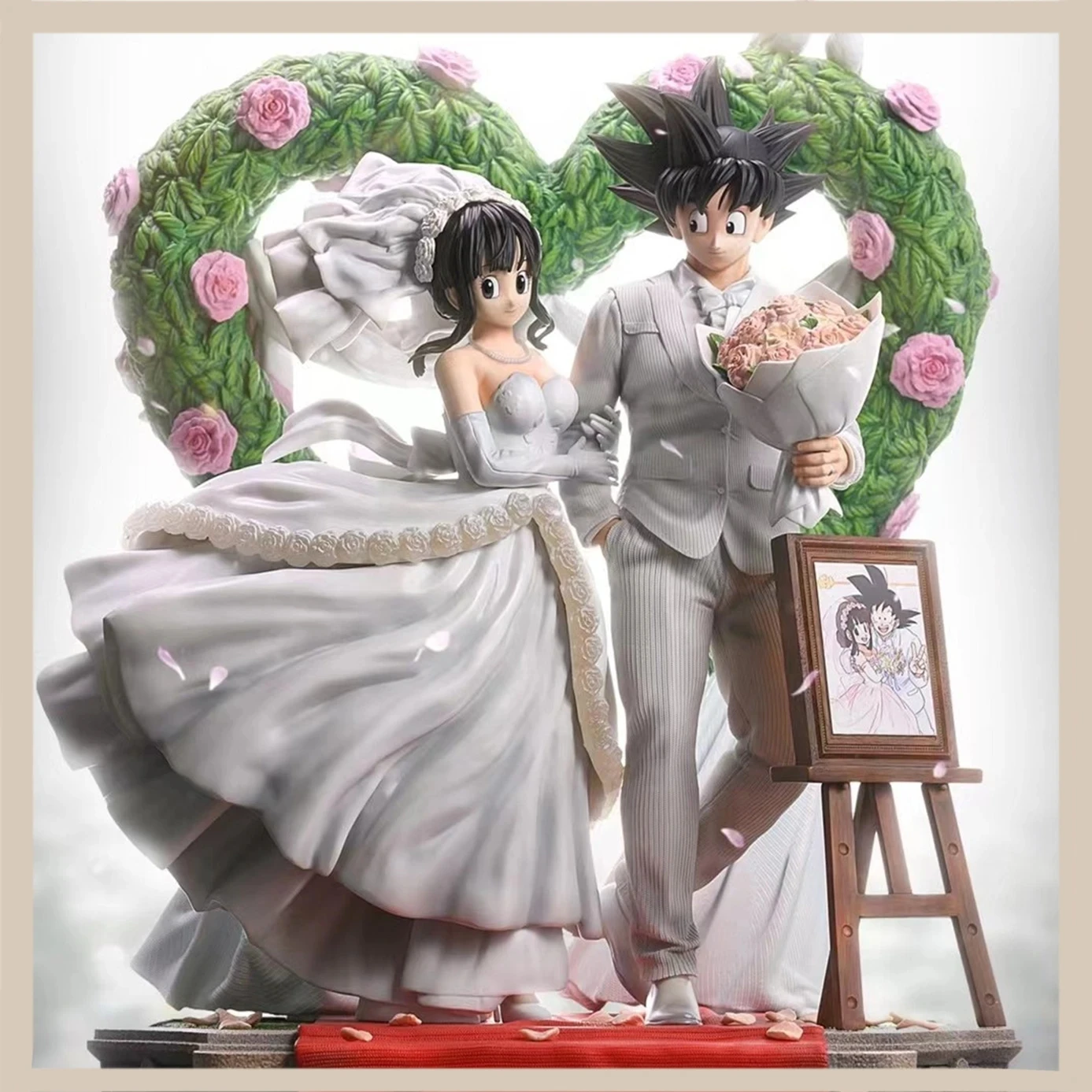 

Dragon Ball Goku Kiki White Wedding Dress Gk Collectible Trendy Figure Limited Edition Statue Wedding Model Valentine'S Gift