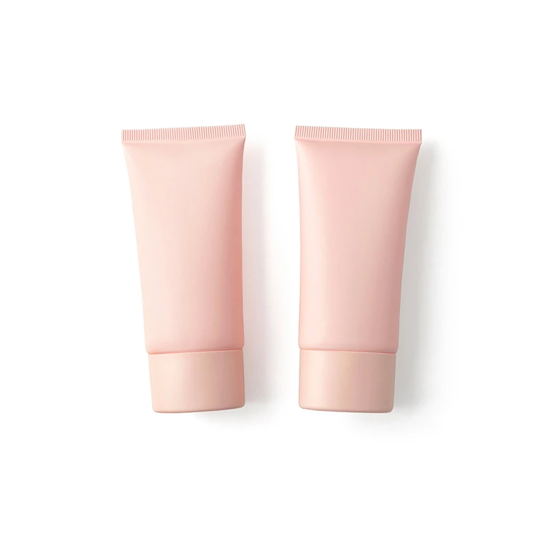 50ML X 50 Empty Matte Pink Flat Soft Tube Refillable Plastic Lotion Squeeze Cosmetic Packaging Facial Cream Screw Lid Containers