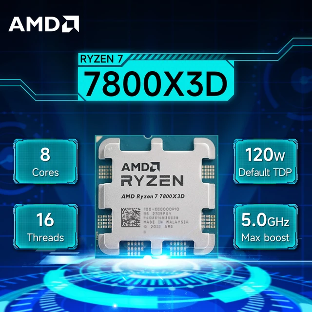 Processador amd ryzen 7 7800x3d 4.2ghz 8 núcleos 16 threads l3 = 96m r7 7800x3d soquete am5 5nm 120w ddr5 novo mas sem cooler