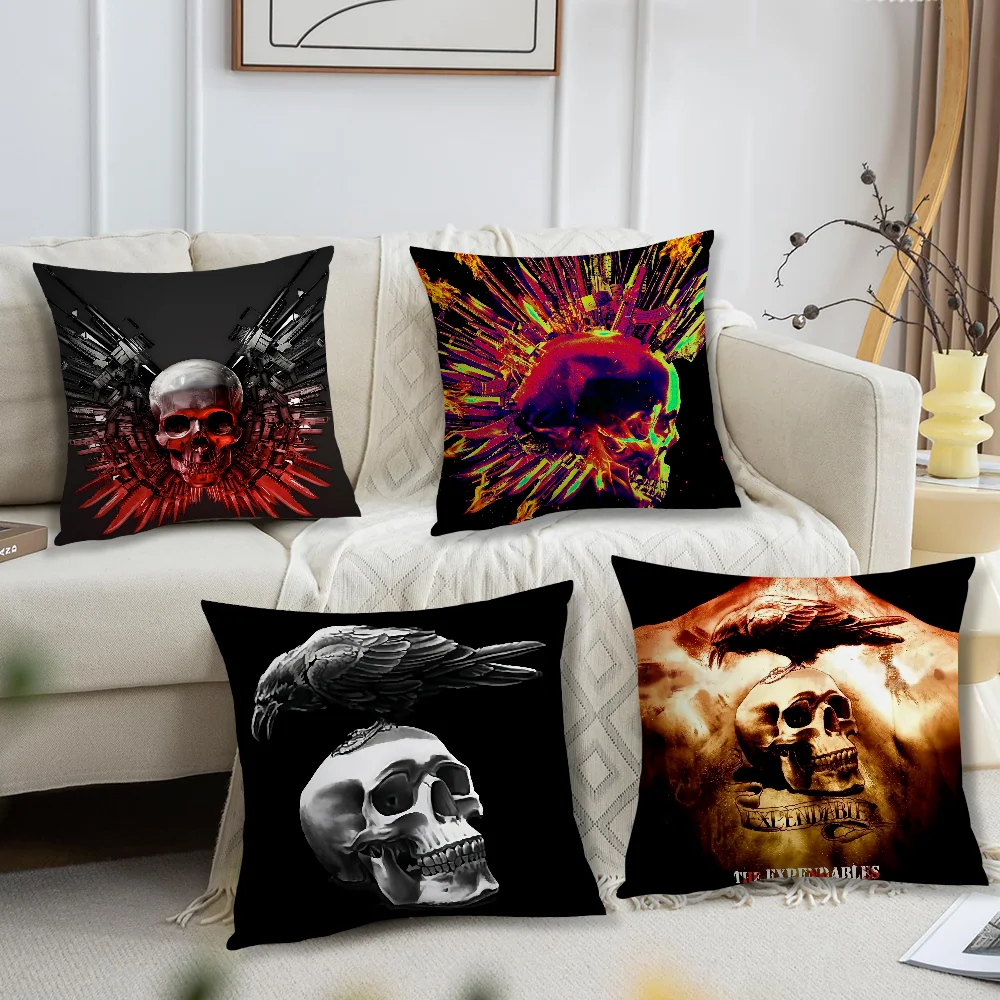 Movie The E-Expendables Logo Cool Skull For Bedroom Car Coffee Shop Room Soft and Living Room Sofa Decorative Pillow Cover Case