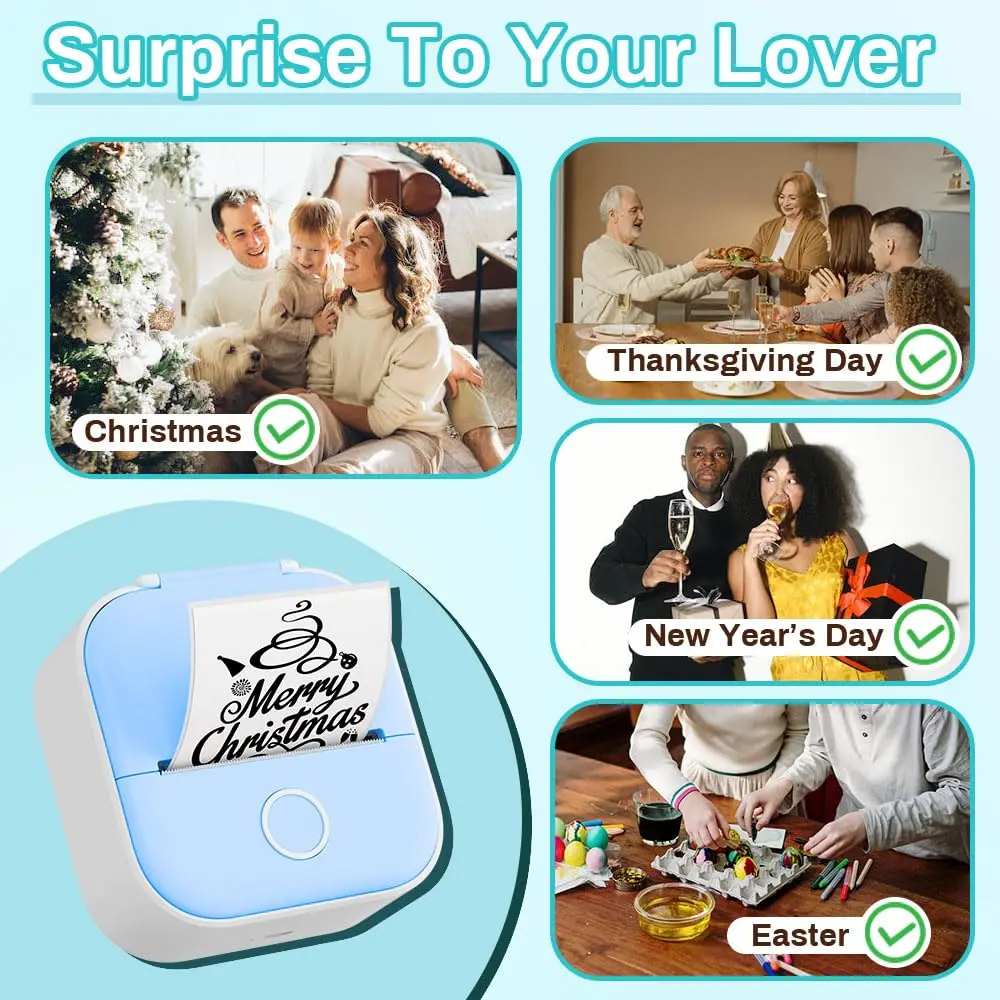 Pocket Mobile Photo Printer T02 Phomemo Portable Mini Sticker Wireless Thermal Printer Inkless for Study Office Home Gift