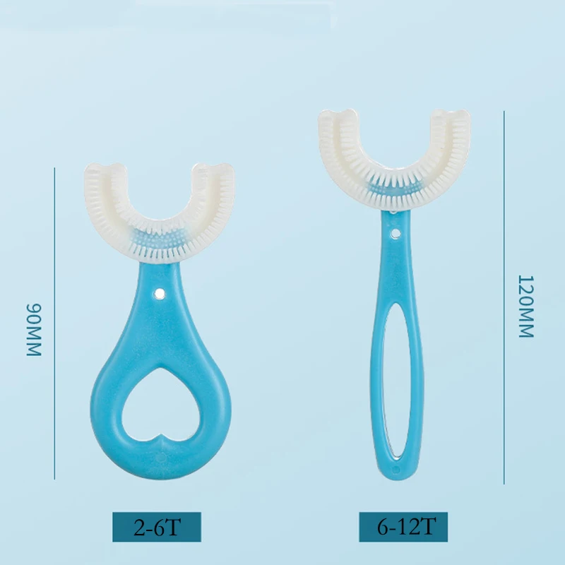 Brosse à dents manuelle en forme de U pour enfants, 360 degrés, pour bébés, nettoyage de la fourrure douce en Silicone, soins buccaux pour