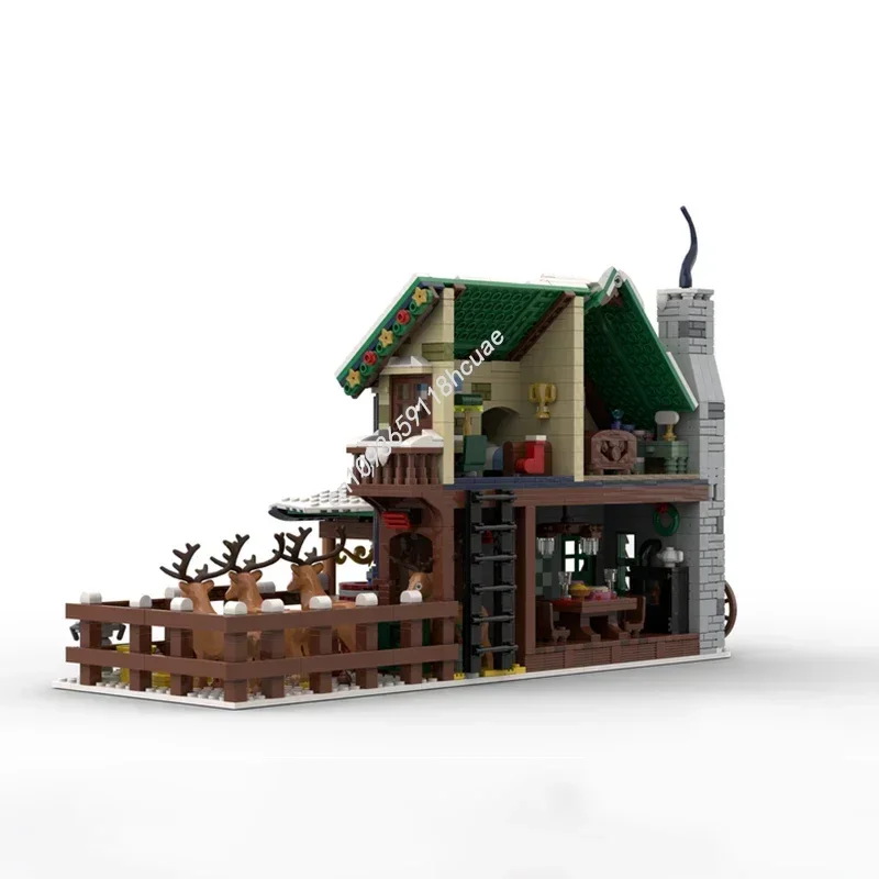 وحدات الشتاء قرية الرنة مزرعة نموذج Moc بنة التجمع الإبداعي التعليمية الطوب طفل هدية الكريسماس اللعب