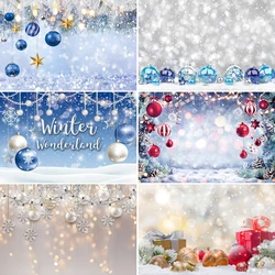 Winter Snow Light Spot Photography Background Christmas Snowflake Colorful Ball Pattern Newborn Children Portrait Photo Backdrop