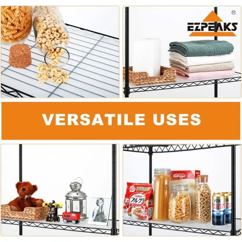 EZPEAKS 2-Pack 5-Shelf Shelving Unit with 5-Shelf Liners, Adjustable, Steel Wire Shelves, 150lbs Loading Capacity Per Shelf