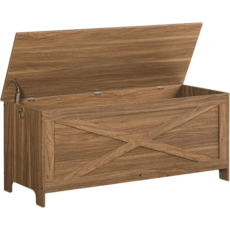 

47.2" Toy Chest, Sturdy Entryway Storage Chest with Safety Hinge, Retro Toy Box, Wooden Look Accent Furniture for Living Room, B