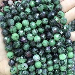 Natural Faceted Epidote Rubys Zoisite Stone Gem Loose Spacer Beads For Jewelry Making DIY Fashion Bracelet 6/8/10MM 7.5 inches