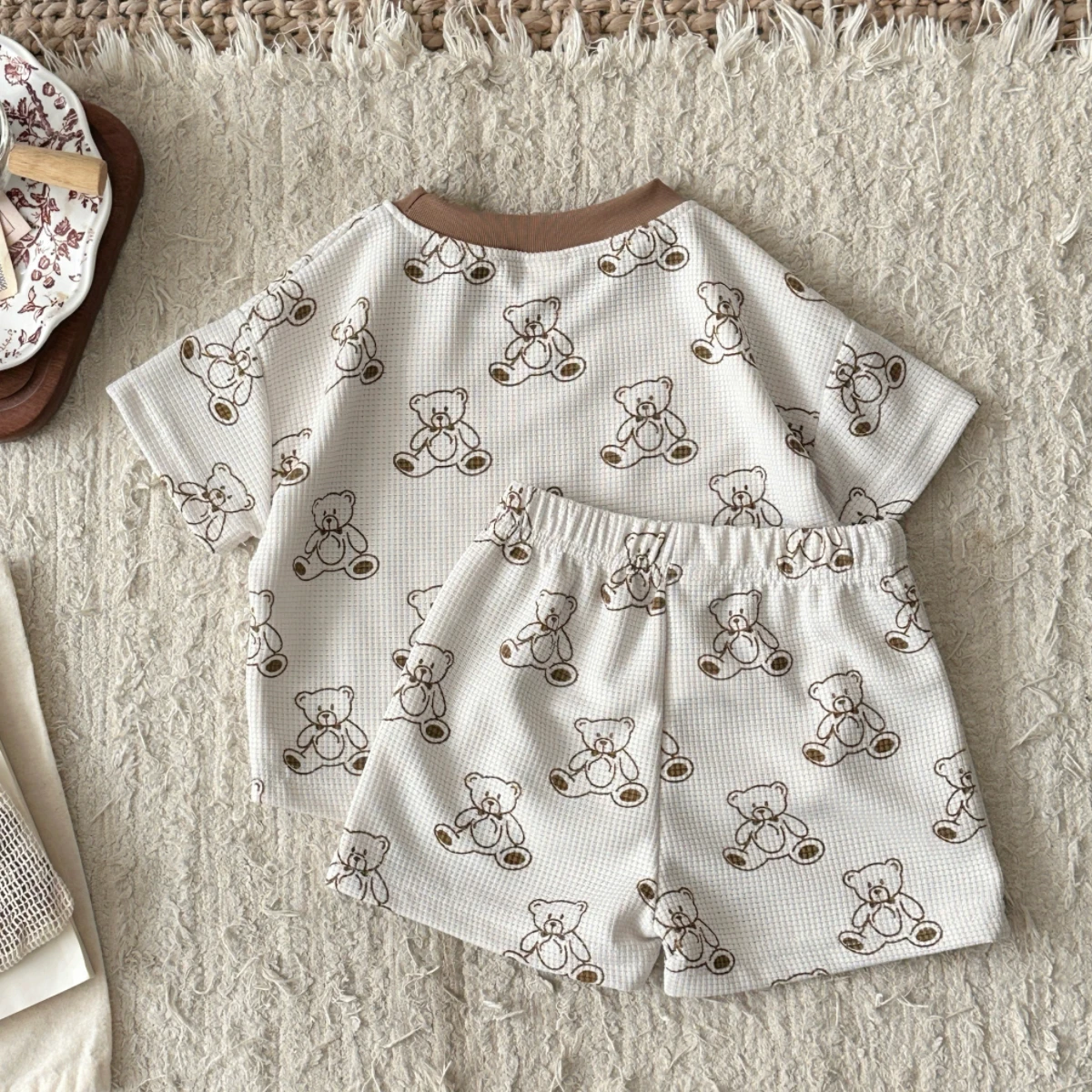 Baby Boys Girls Cartoon Bear Short Short Sleeve T-shirts Striped Shorts Clothes Toddler Summer Casual Outfit 0-3Y