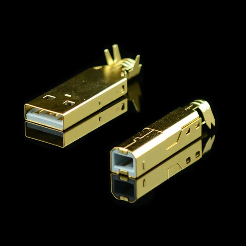10PCS USB 2.0 Type A/B Welding Type Male Plug Gold Plated Connectors usb-A Tail Socket 3 in 1 DIY Repair Adapter Connector