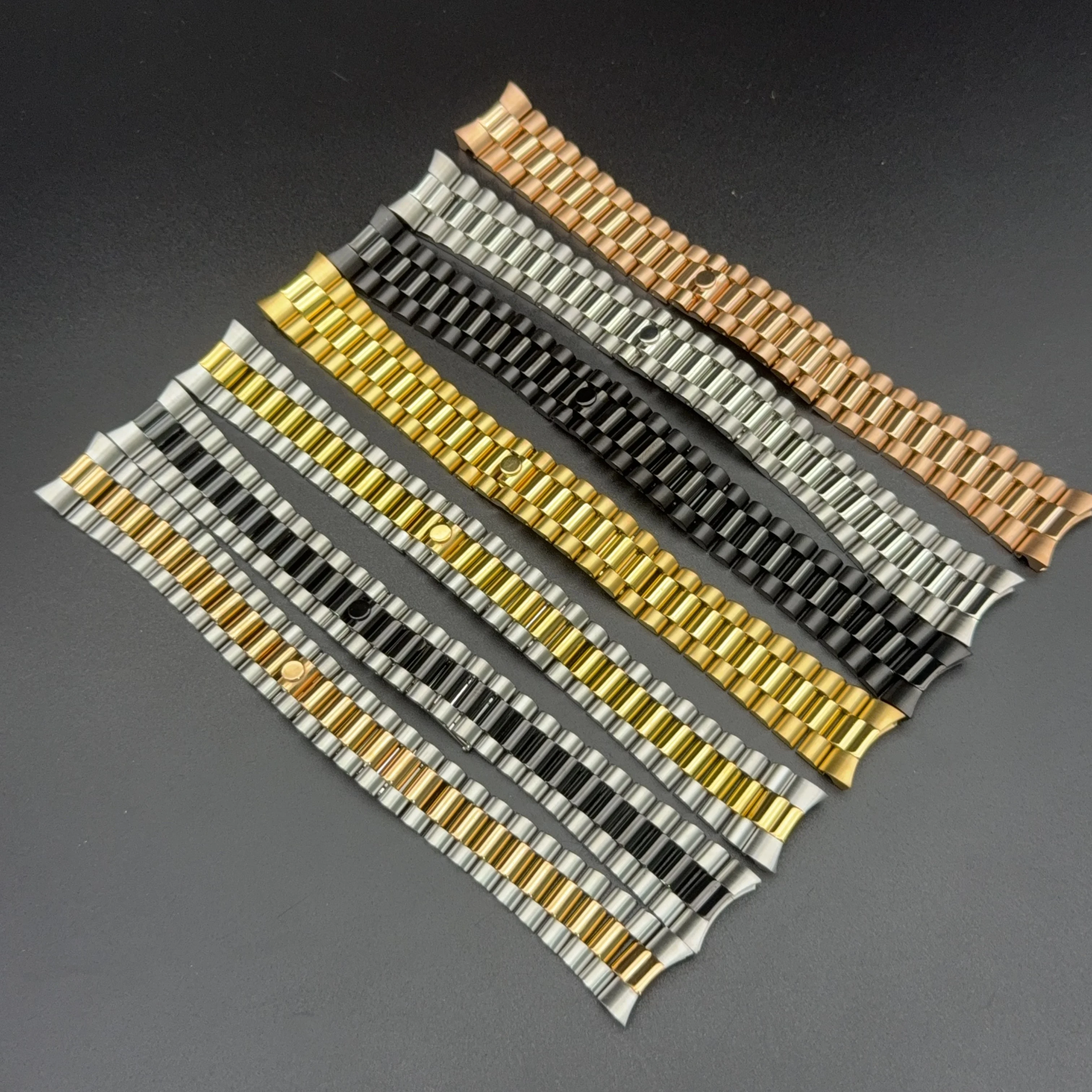 

2/5pcs Bracelet Glide Lock Clasp 904L Solid Stainless Steel Strap Brushed Polished Oyster Bracelet Folding Buckle Sliding Lock