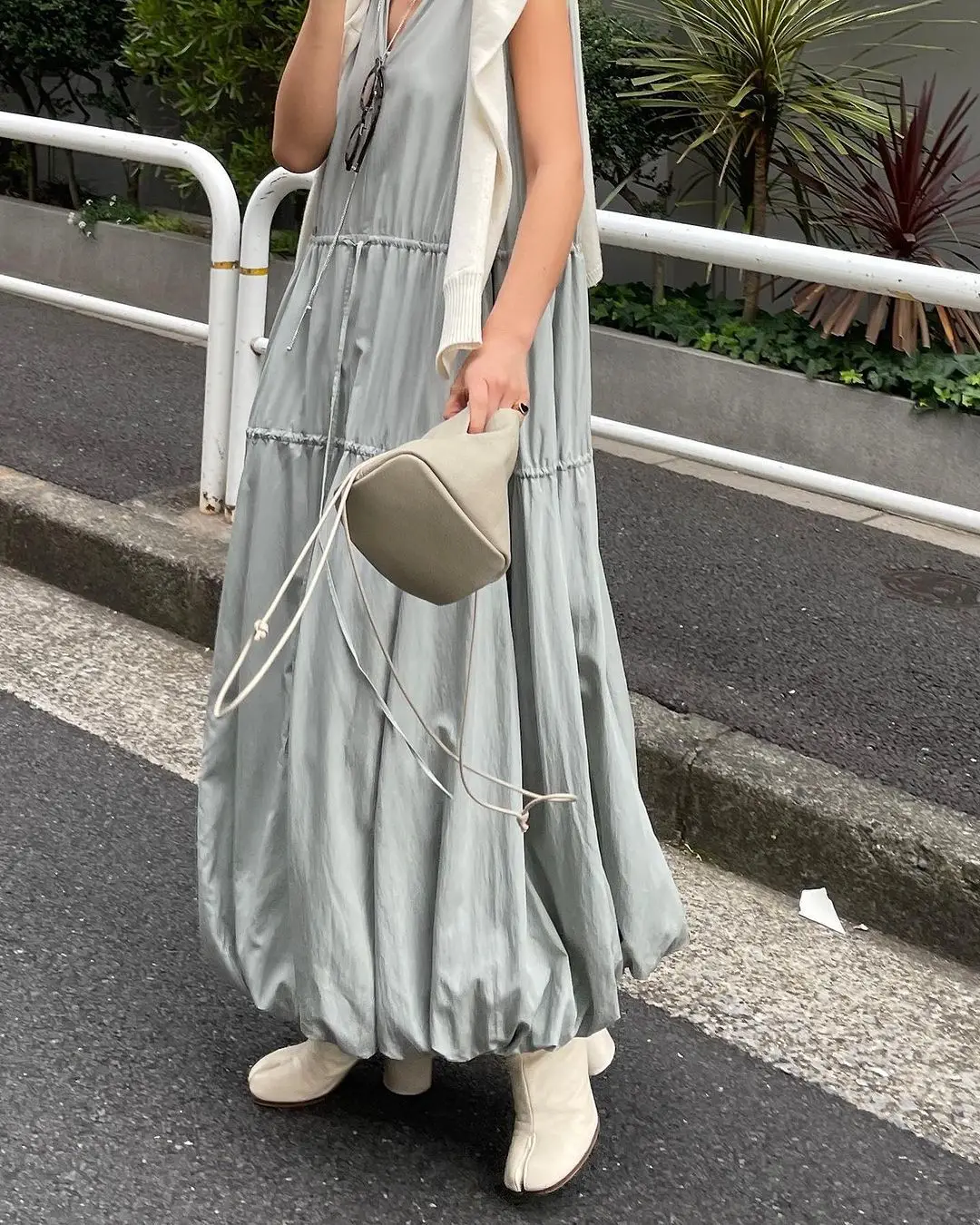 2025 Spring Summer Drawstring Dress V-neck Sleeveless Dresses Women High Waist Vestidos Mujer Loose Vestido Japanese Ropa